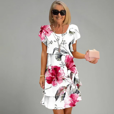 Celina™ | Pleated Floral Dress with Ruffles