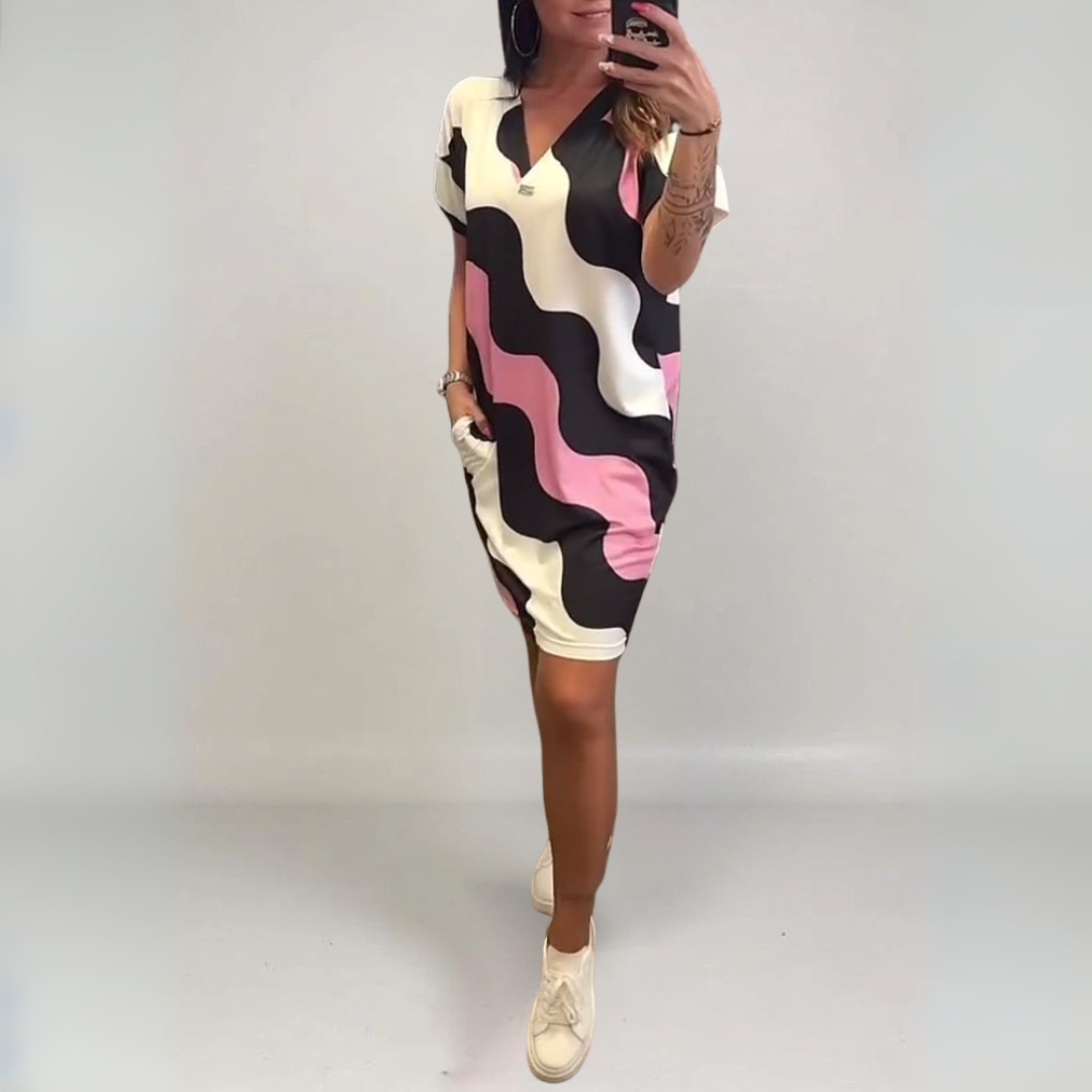 Mackenzie | V-Neck Midi Dress with Pockets