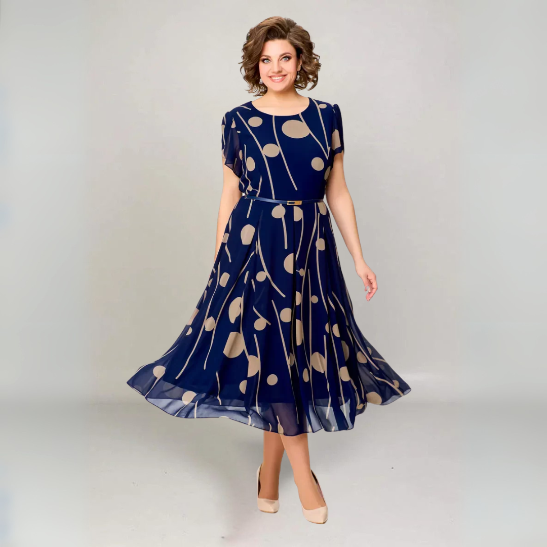 Anouk | Chic Chiffon Midi Dress with Flowing Elegance