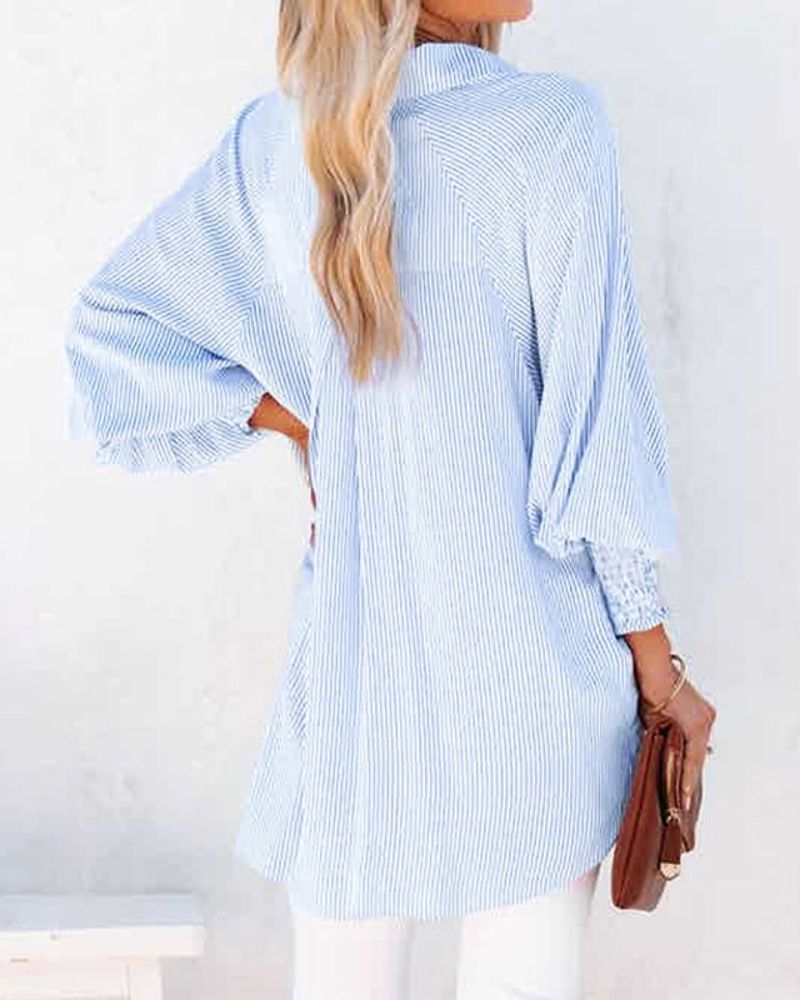 Carela | Striped Shirt with Elastic Sleeves