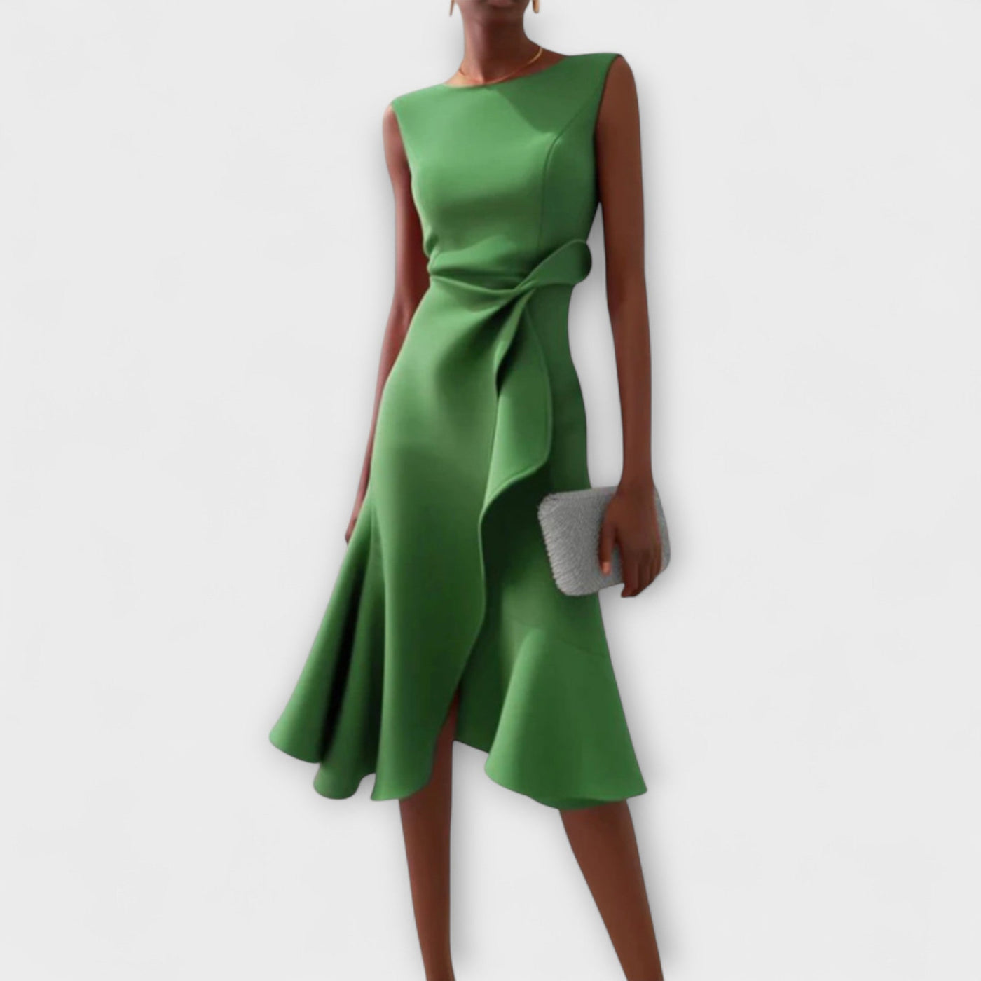 Aurora | Asymmetrical Midi Dress with Draped Design