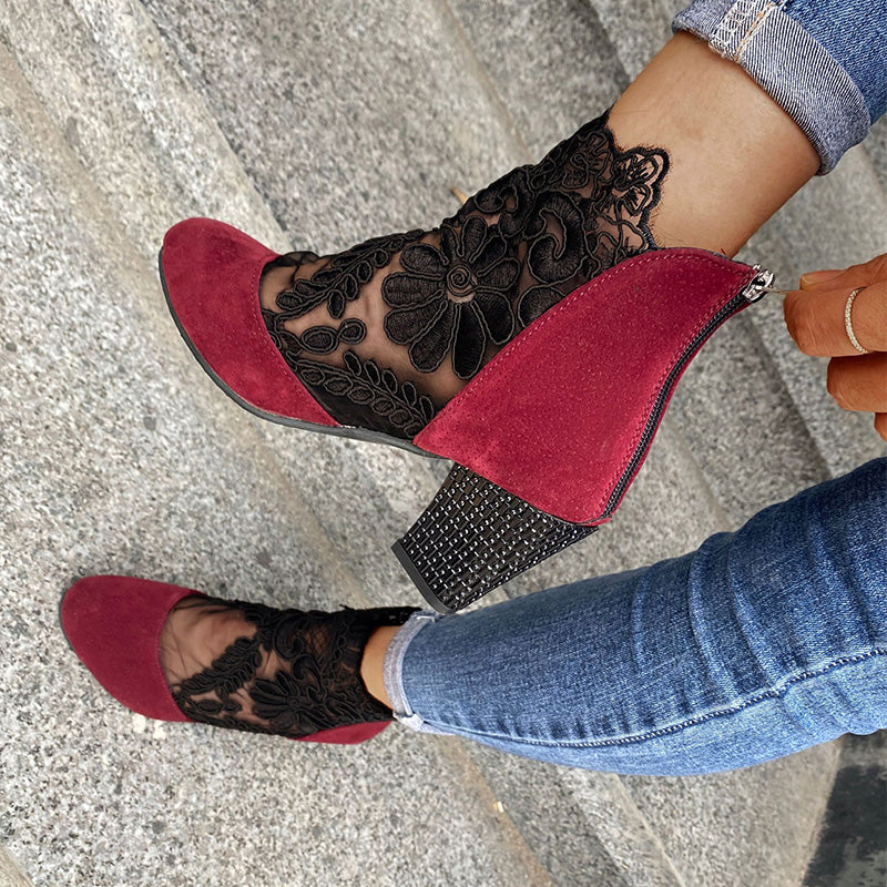 Virginia - Chic Lace Heeled Boots