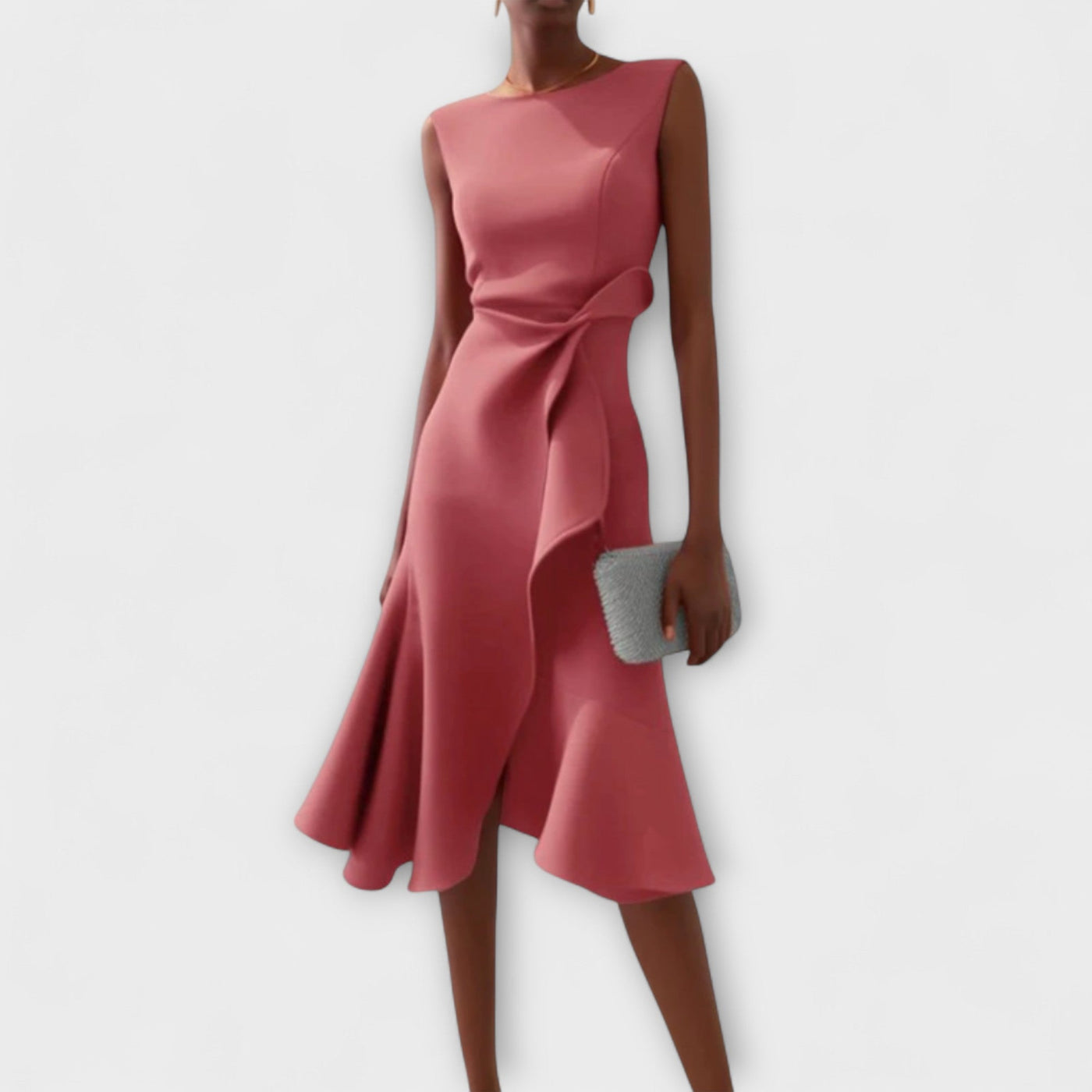 Aurora | Asymmetrical Midi Dress with Draped Design