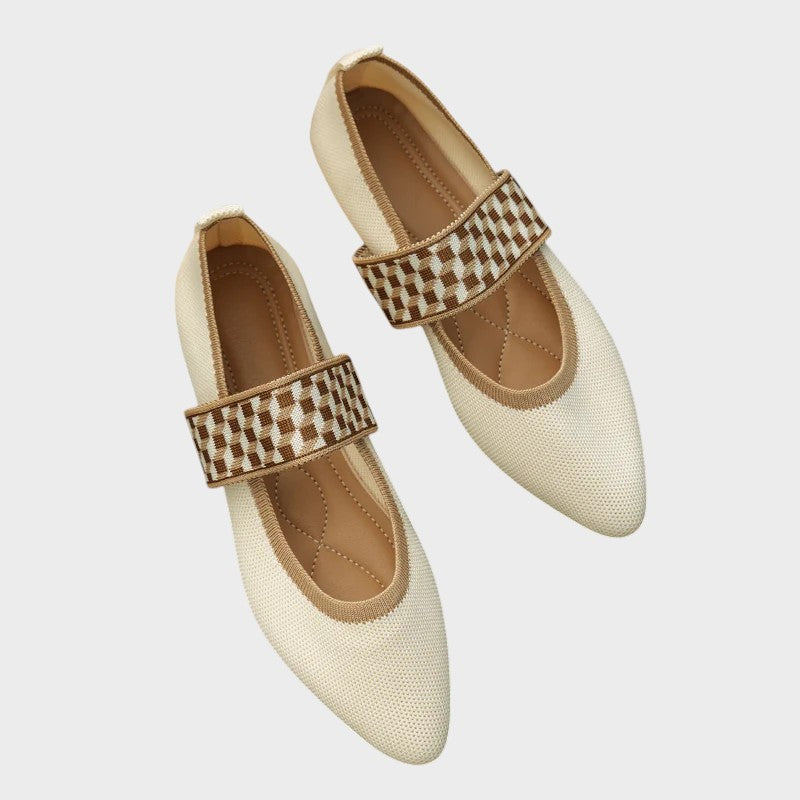 Emma -  Stylish and Comfortable Checked Strap Flats