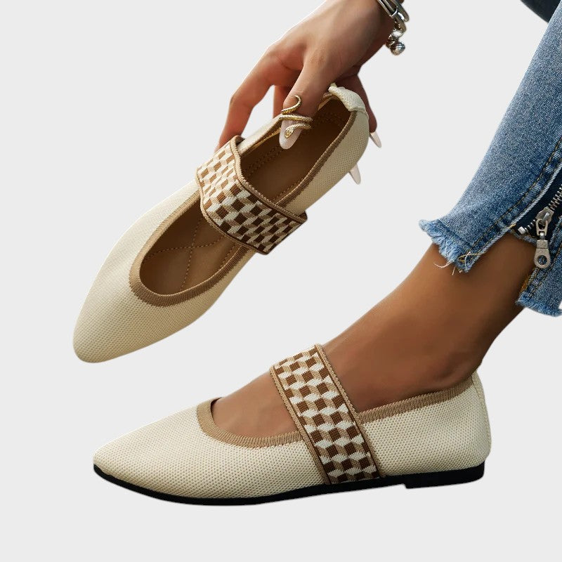 Emma -  Stylish and Comfortable Checked Strap Flats
