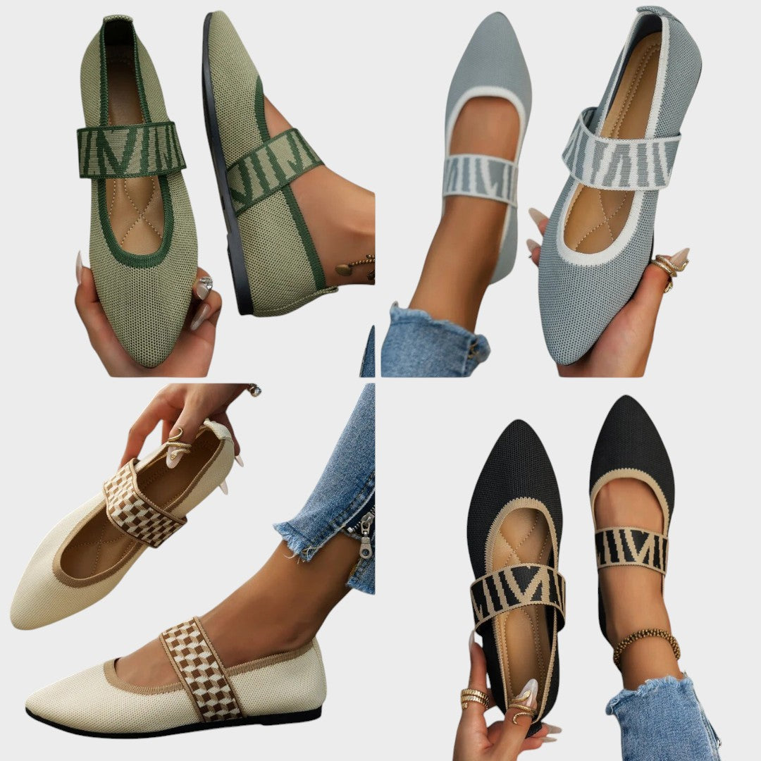 Emma -  Stylish and Comfortable Checked Strap Flats