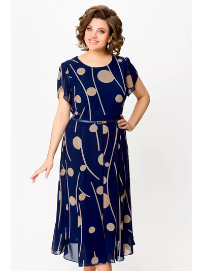 Anouk | Chic Chiffon Midi Dress with Flowing Elegance