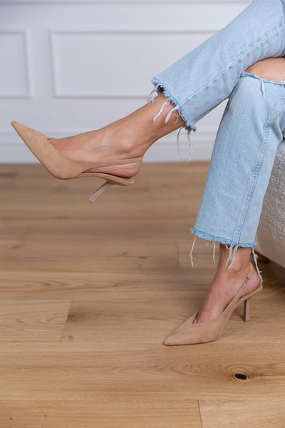 Jeanine - Nude Slingback Heels with Fine Heel